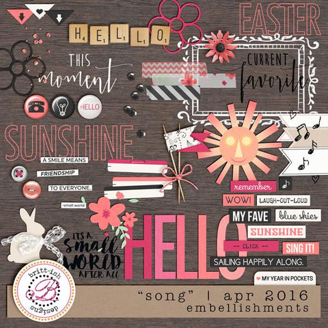 My Year In Pockets: "Song" | April 2016 (Embellishments)