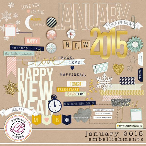 My Year In Pockets (January 2015): Embellishments